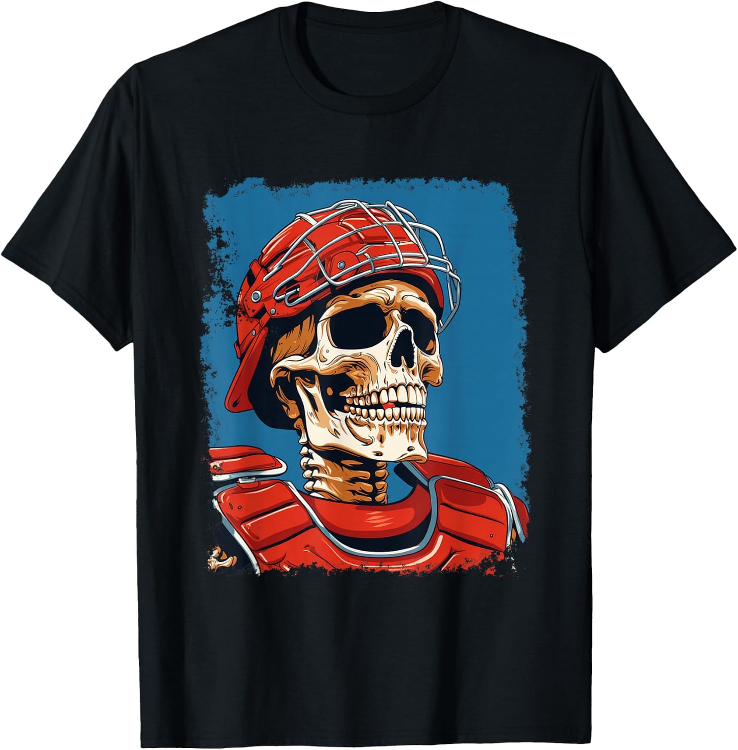 Softball Skeleton Baseball Catcher T-Shirt - T-Shirt | Black