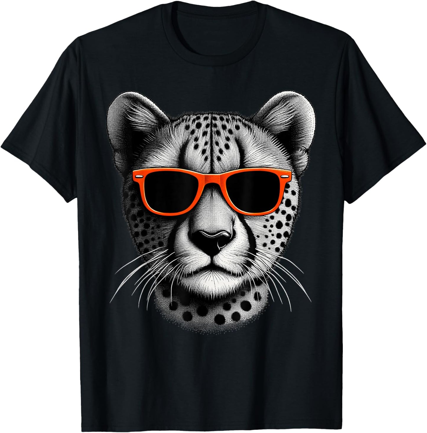 Cool Cheetah Wearing Sunglasses Graphic Art T-Shirt - T-Shirt | Black