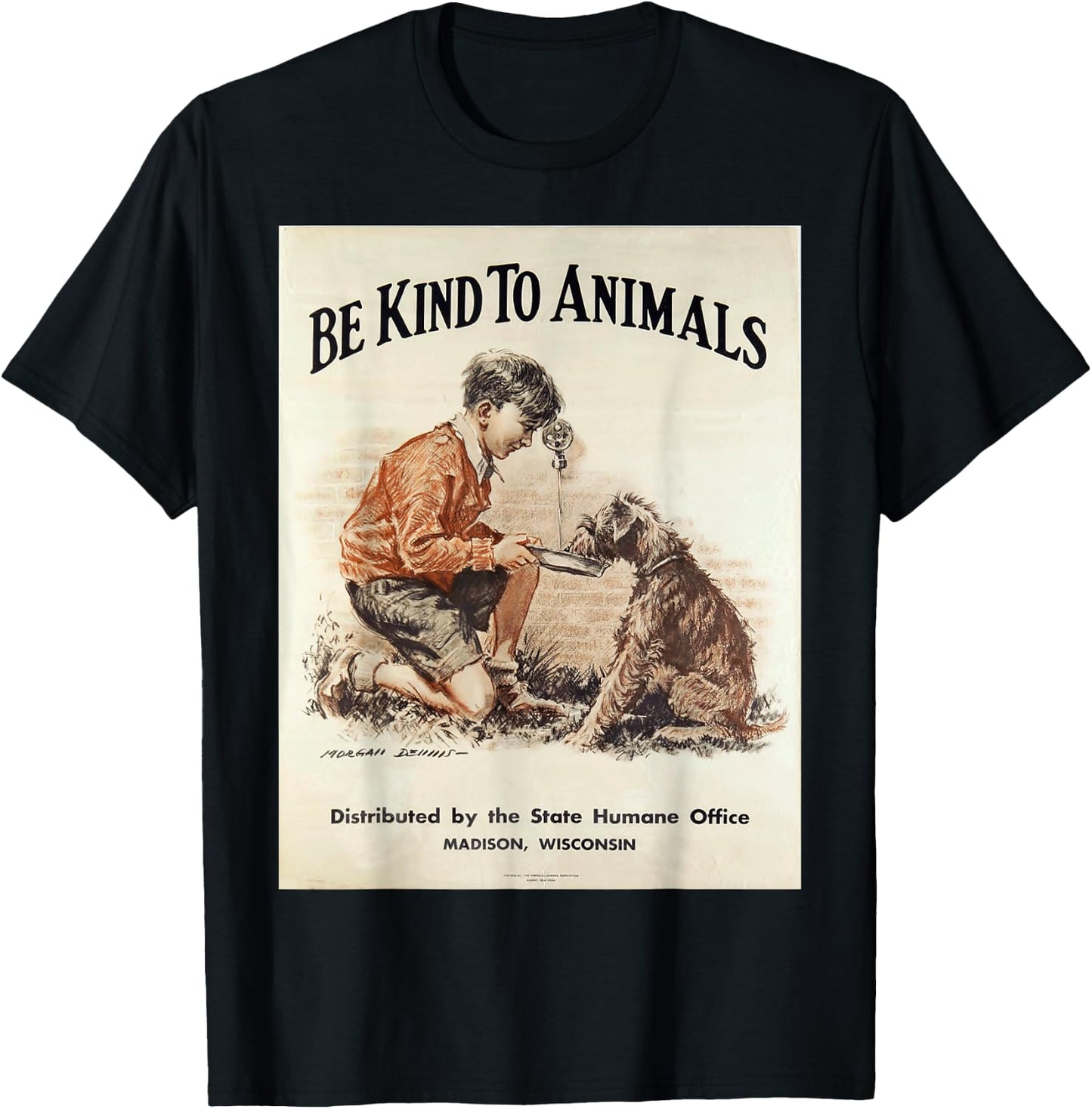Be Kind To Animals Retro Vintage T-Shirt - T-Shirt | Black