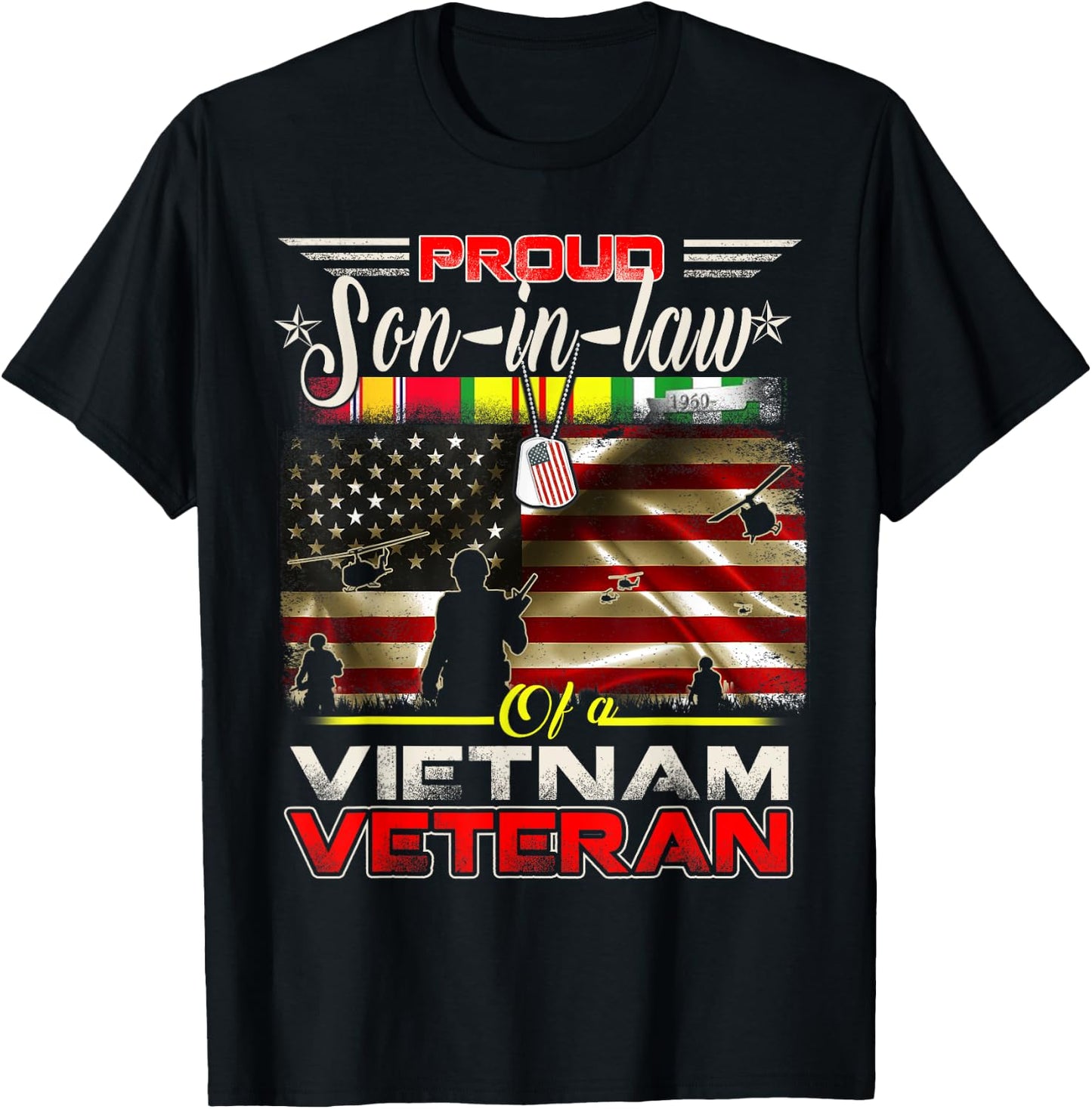 Proud Son-In-Law of Vietnam Veteran Gift T-Shirt - T-Shirt | Black