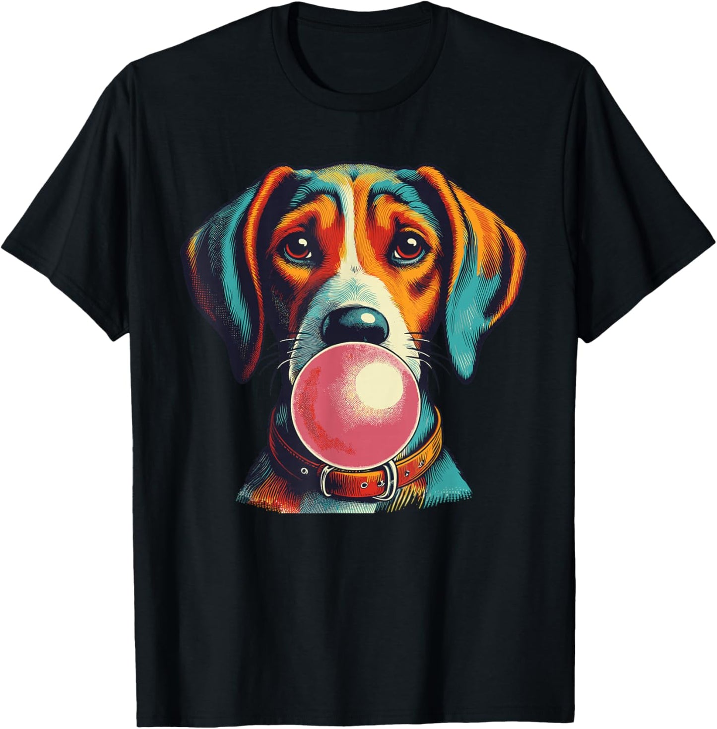 Funny Dog blowing Bubble Gum Vintage Popping Pink Bubble Gum Women T-Shirt - T-Shirt | Black