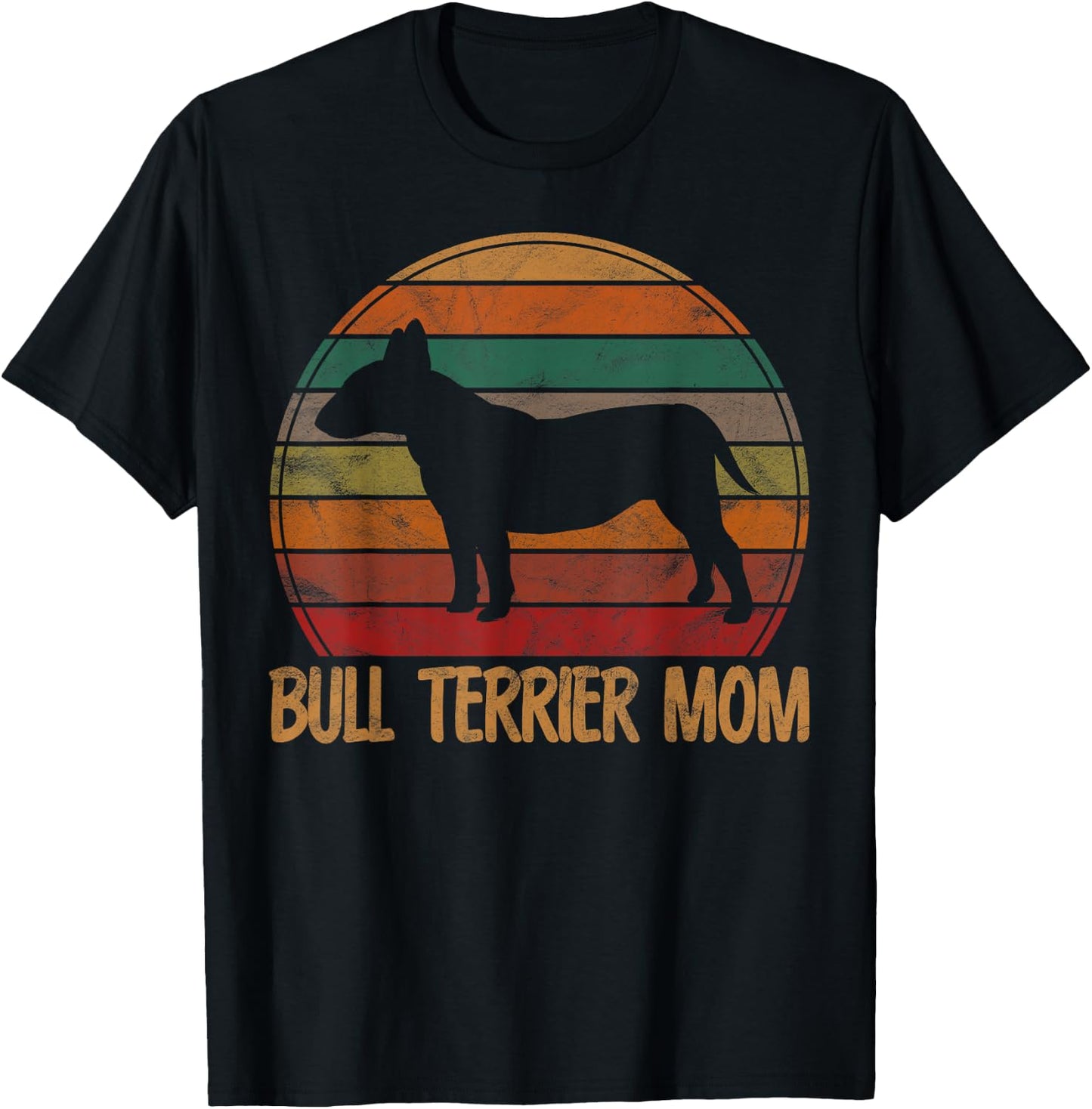 Retro Bull Terrier Mom Gift Bully Dog Owner Mother Pet Mama T-Shirt - T-Shirt | Black