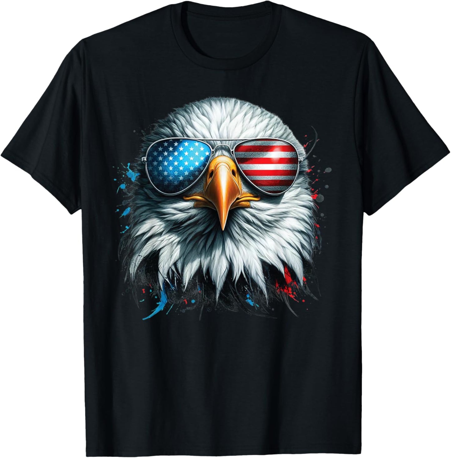 Cool Bald Eagle American Sunglasses Patriotic Man Funny T-Shirt - T-Shirt | Black