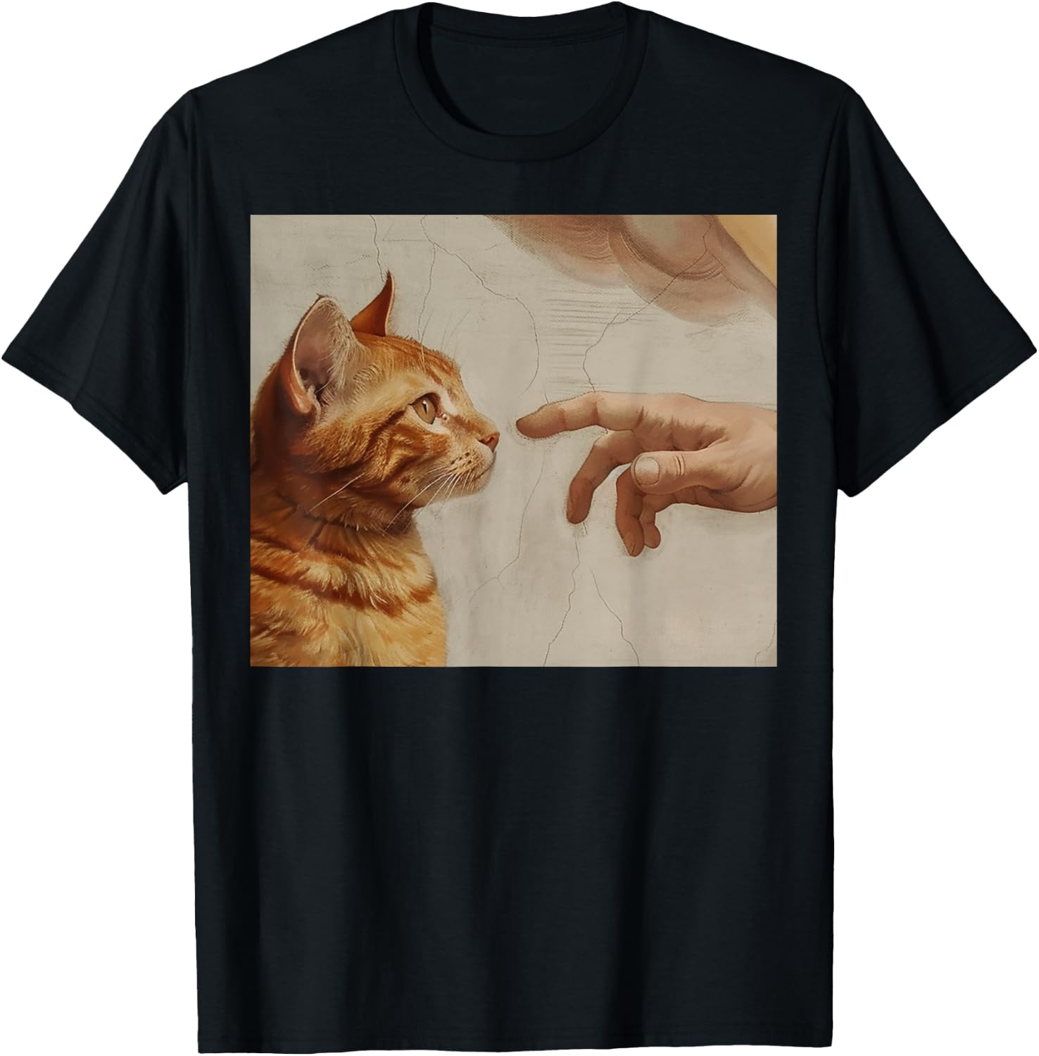 Michelangelo God Creating Cat Hands Vintage Art Women T-Shirt - T-Shirt | Black