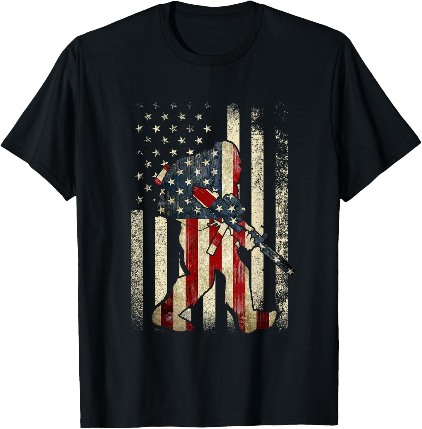 Bigfoot 2nd Amendment Right to Bear Arms Gift Gun Owner T-Shirt - T-Shirt | Black