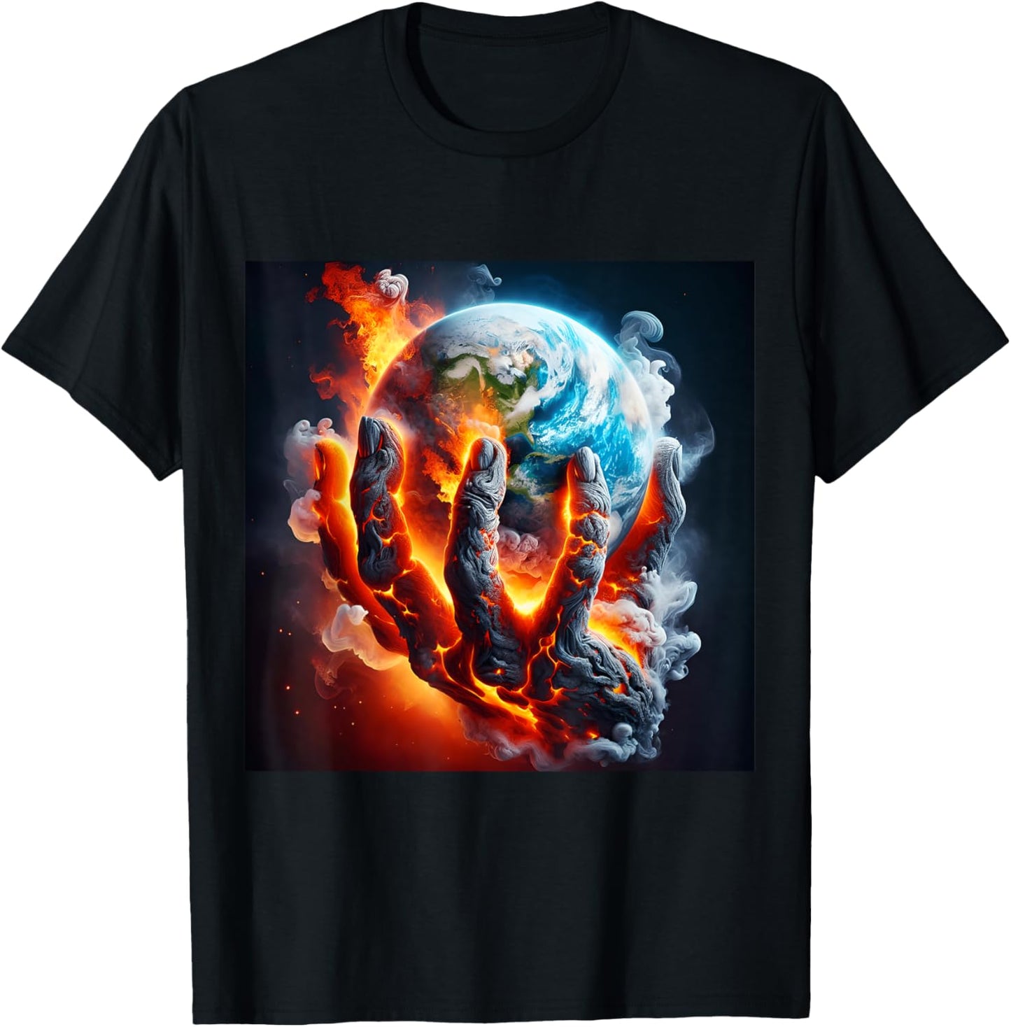 Fantasy Cute Hand Earth Lava T-Shirt - T-Shirt | Black