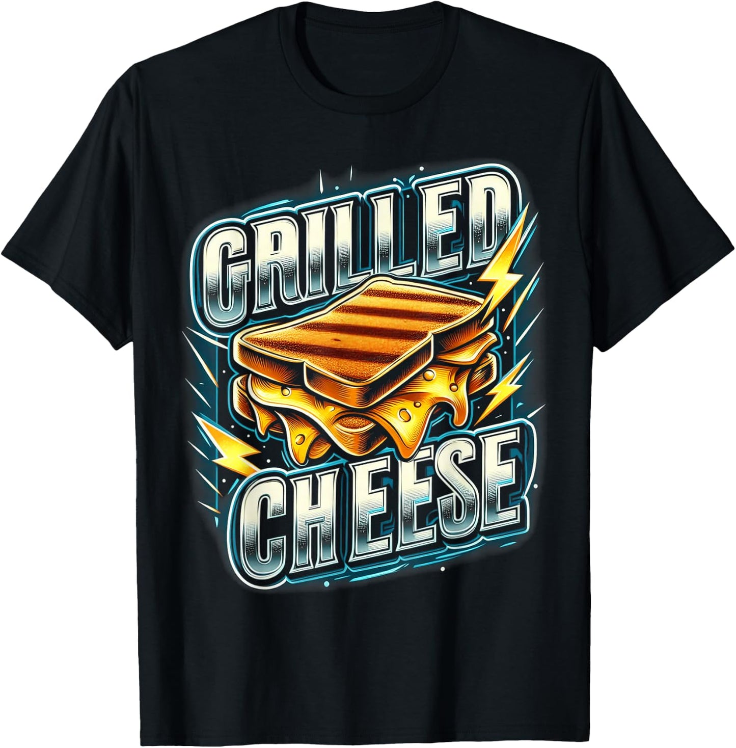 Barbecue Cheese Tea with Lightning and Flashes Funny Gourmet T-Shirt - T-Shirt | Black