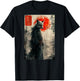 Japanese Woodblock Art of a Samurai Fox with Japanese (Back) T-Shirt - T-Shirt | Black