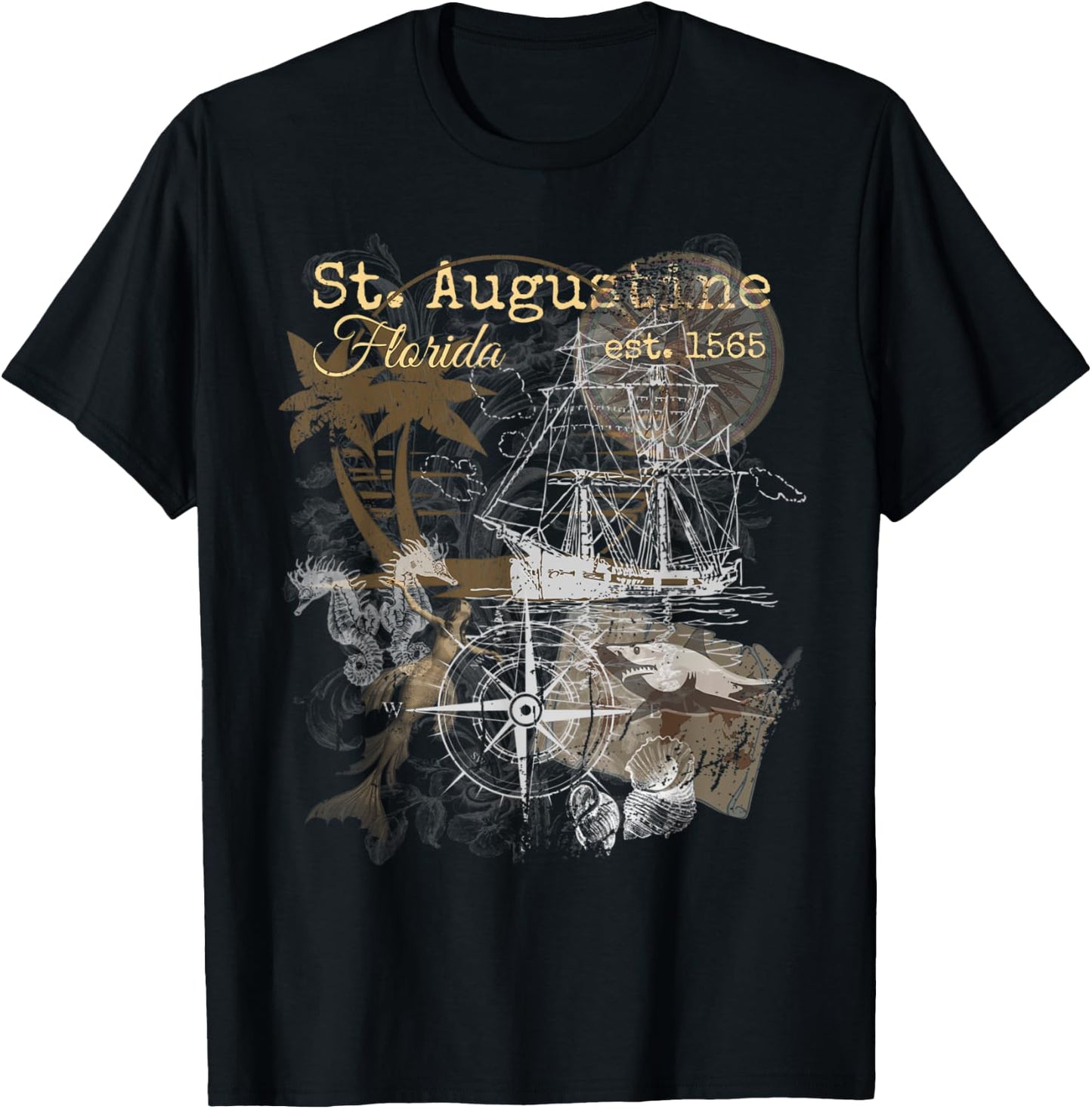 Vintage St Augustine Florida Shirt Old Historic 1565 T-Shirt - T-Shirt | Black