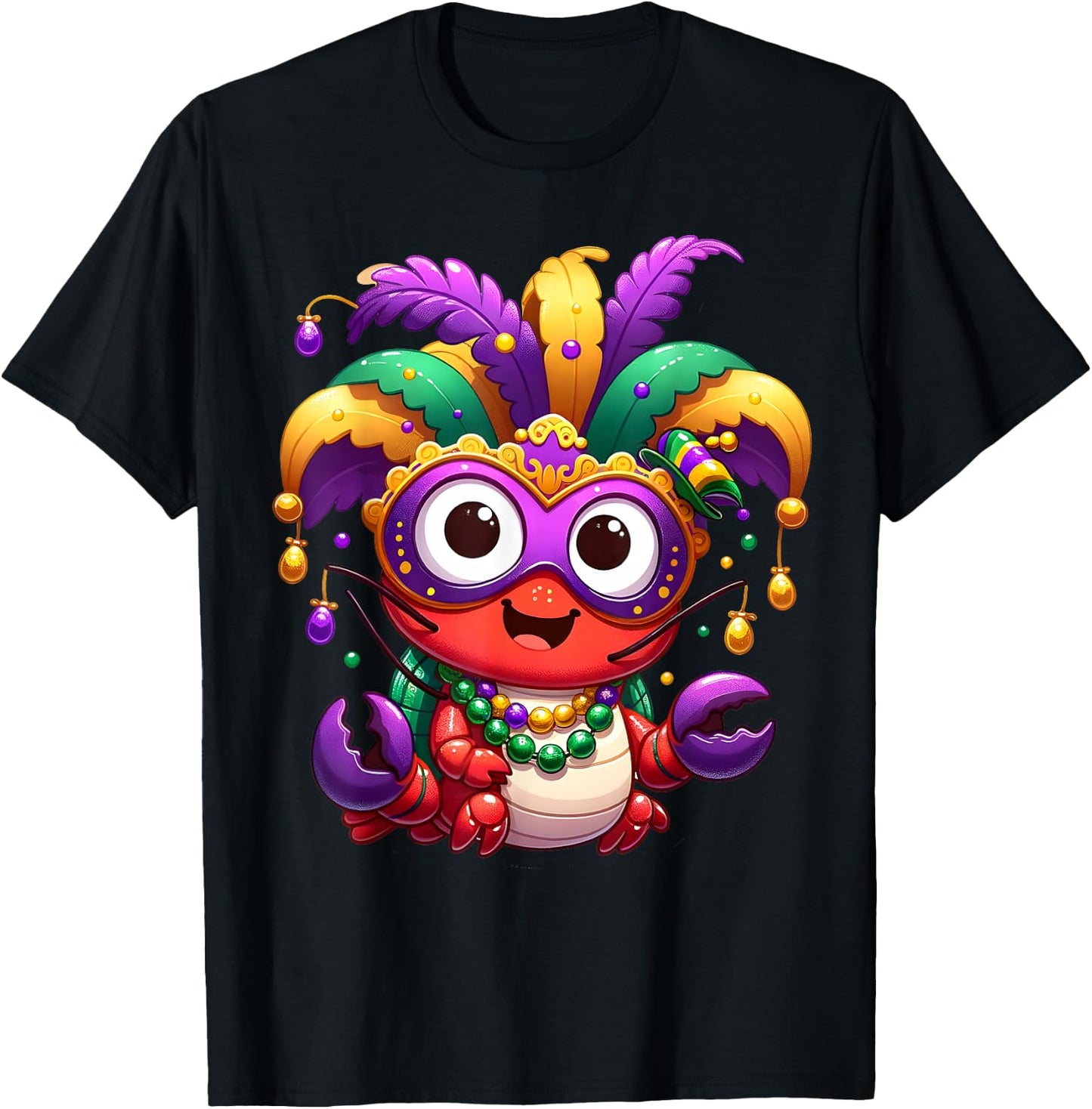 Carnival NOLA Party Crawfish Boil Mardi Gras Costume Masquerade Men Women Kids , Small T-Shirt - T-Shirt | Black