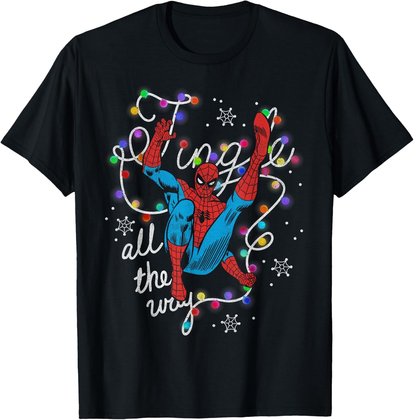 Marvel Christmas Spider-Man Jingle All The Way Action Pose T-Shirt - T-Shirt | Black