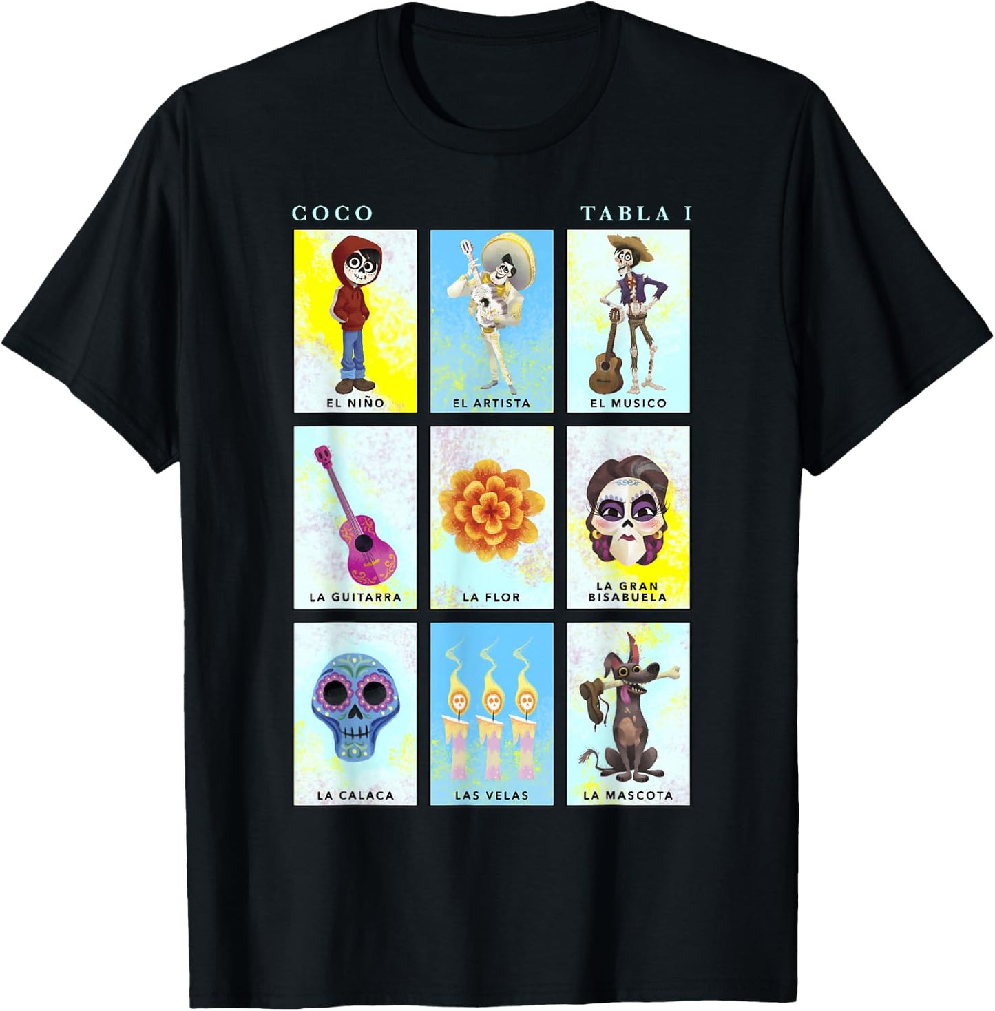 Disney Pixar Coco Group Shot Table 1 Panels T-Shirt - T-Shirt | Black