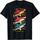 Vintage Shark Silhouette Hammerhead Shark Tiger Shark Heart T-Shirt - T-Shirt | Black