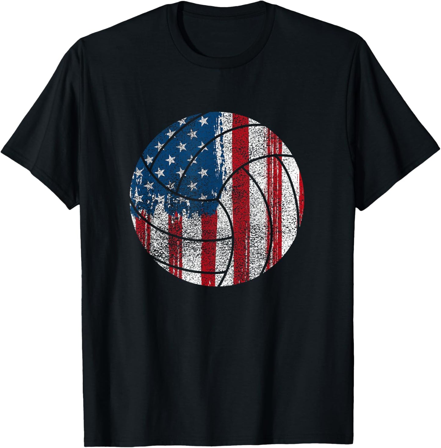 Patriotic Volleyball-American Flag Volleyball USA T-Shirt - T-Shirt | Black