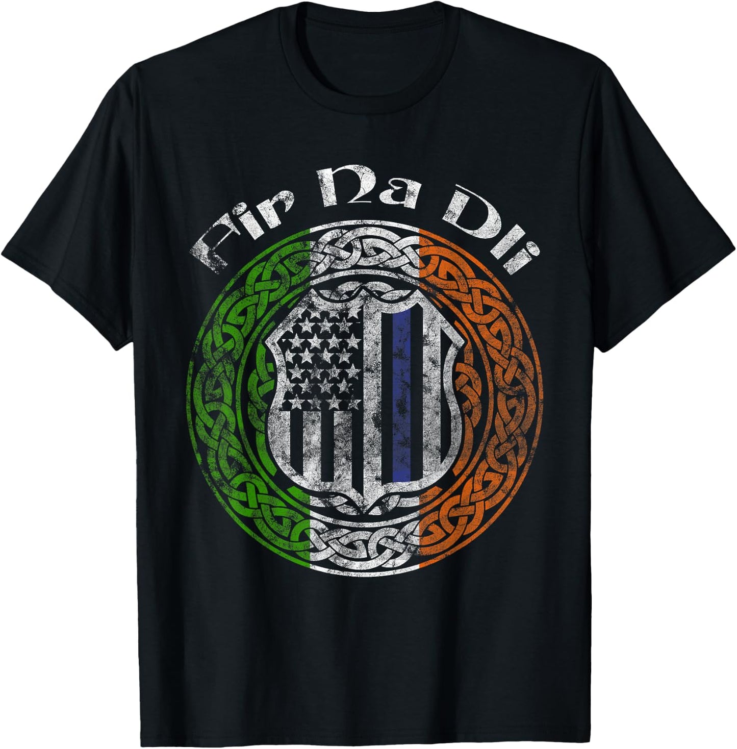 Thin Blue Line Shirt Fir Na Dli Irish Police T-Shirt - T-Shirt | Black