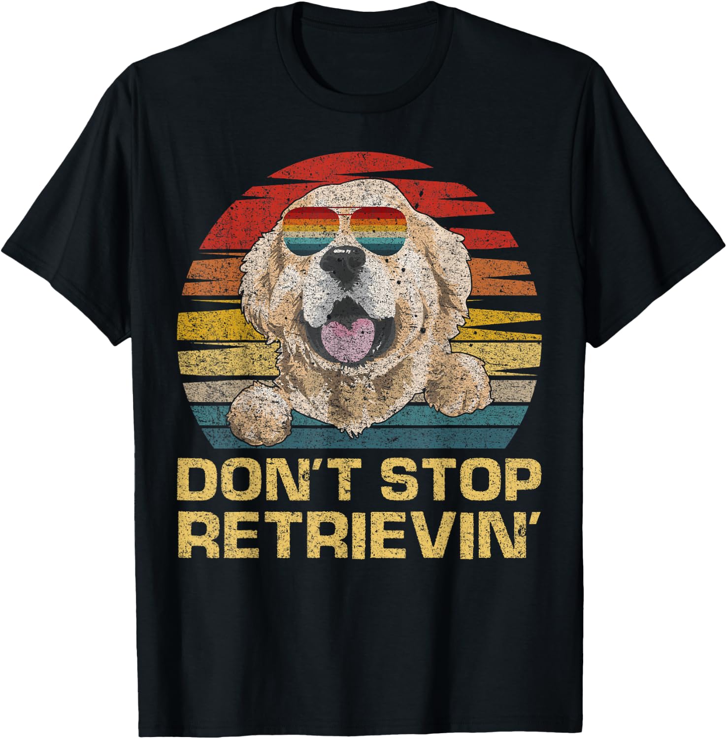 Don't Stop Retrieving Retro Vintage Golden Retriever Dog T-Shirt - T-Shirt | Black