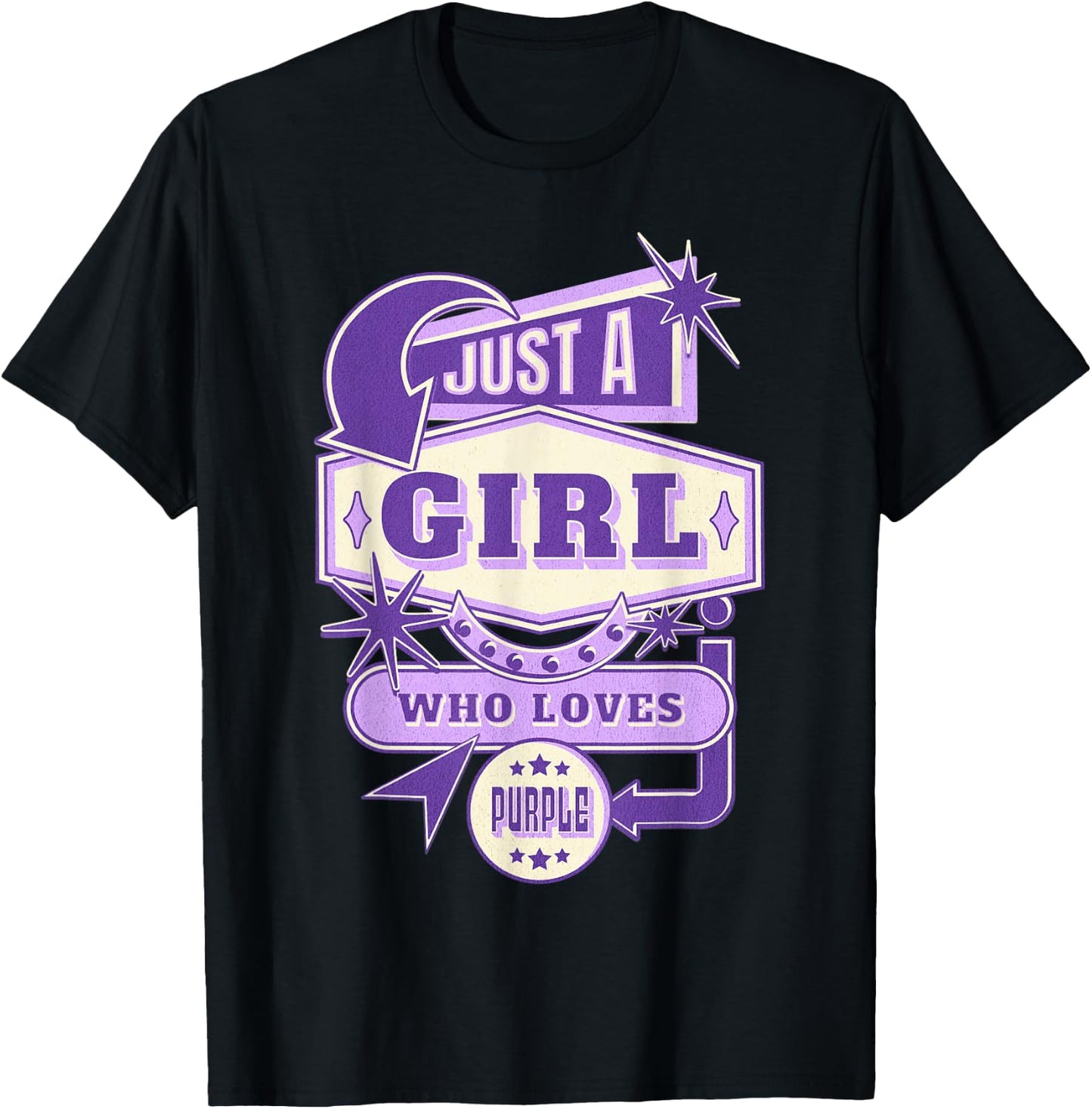 Just A Girl Who Loves Purple Sign Cute Purple Lover T-Shirt - T-Shirt | Black