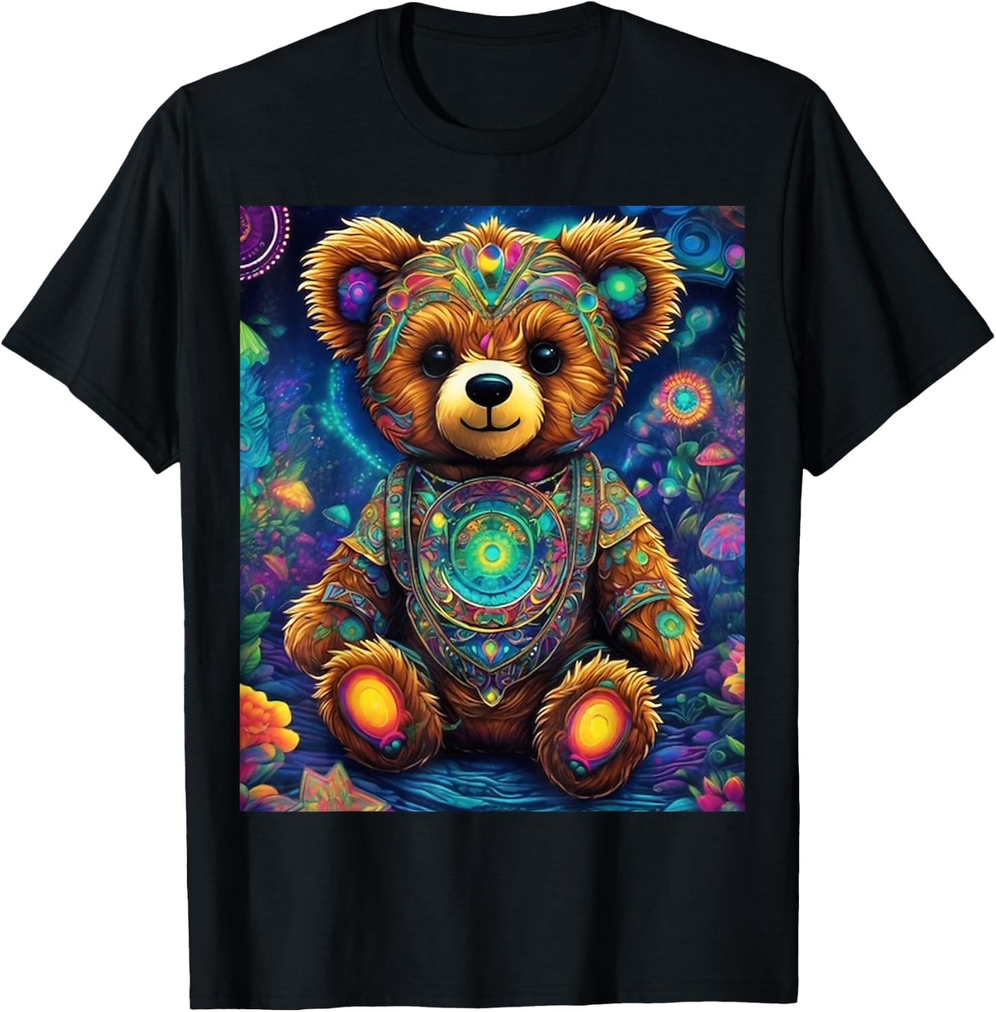 Psychedelic Teddy Bear Rave Festival Essential Graphic T-Shirt - T-Shirt | Black