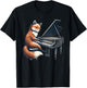 Cute Fox Playing Piano Foxes Musician Music T-Shirt - T-Shirt | Black