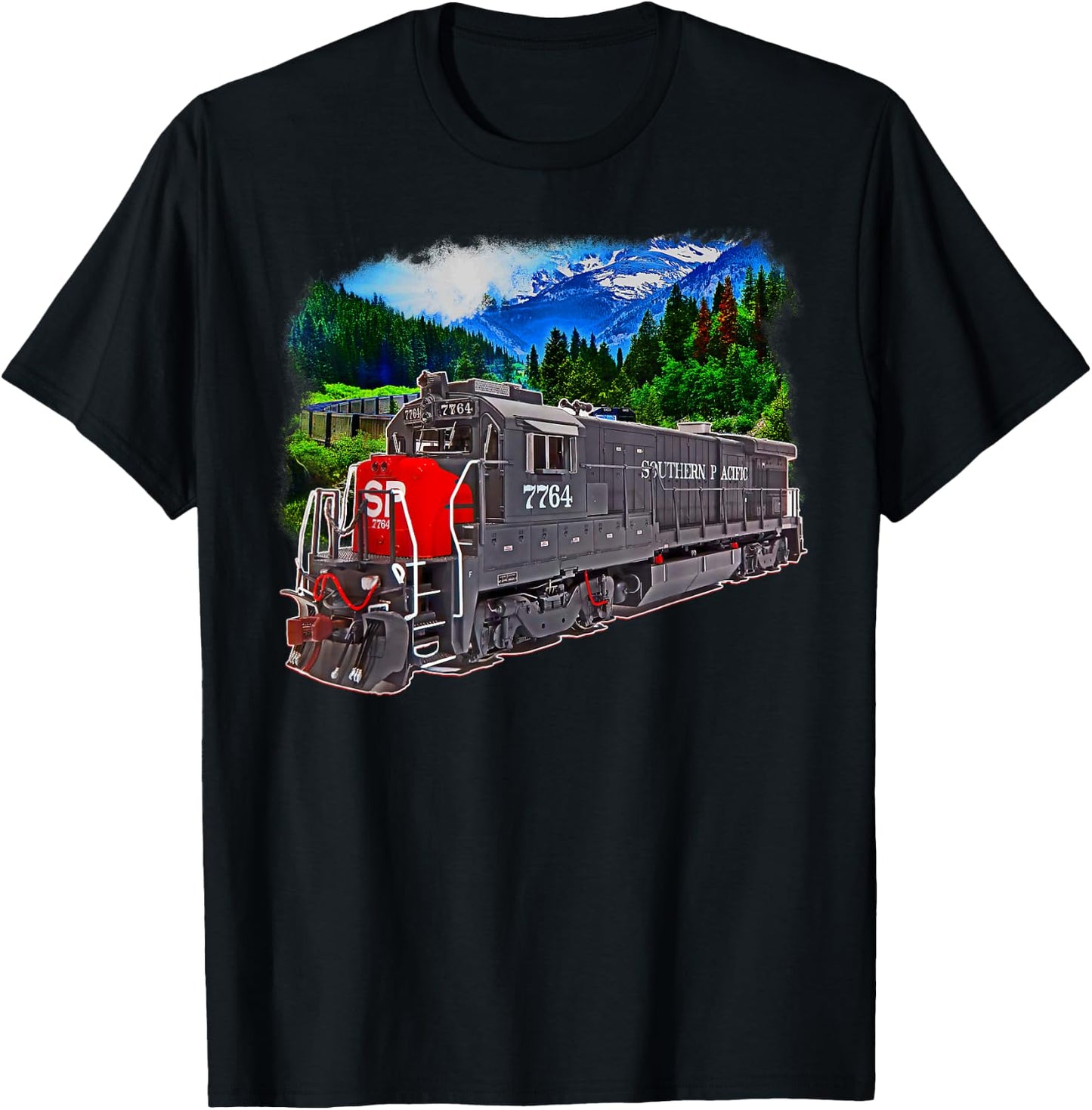 Southern Pacific Engine Train T-Shirt - T-Shirt | Black