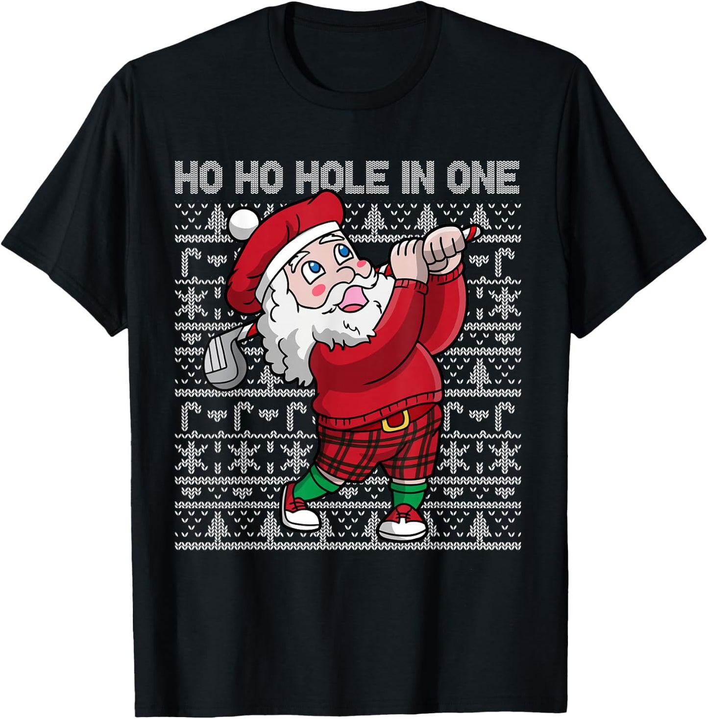 Christmas Golf Santa Claus Ho Ho Hole In One Golfing T-Shirt - T-Shirt | Black