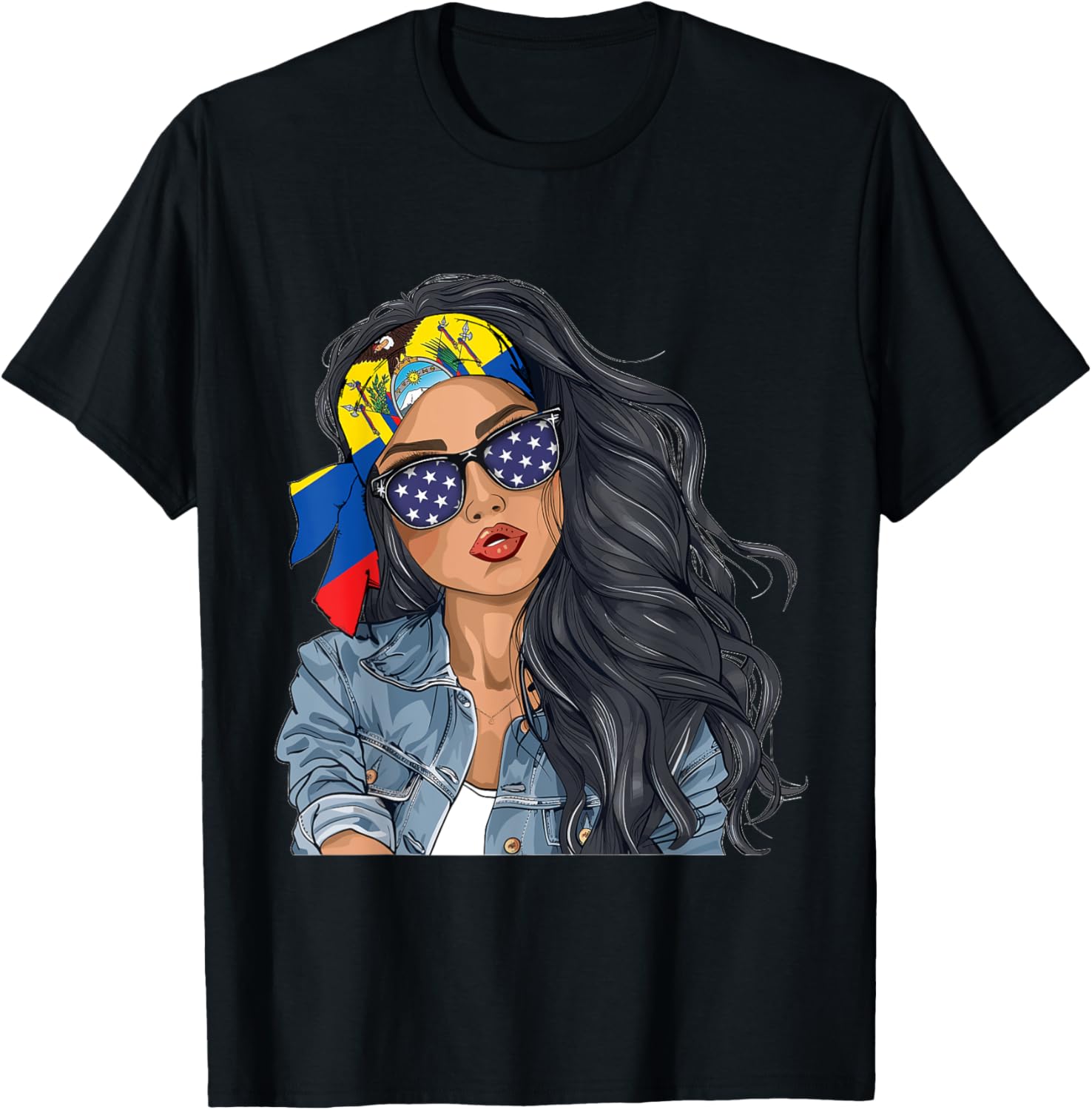 Ecuadorian Woman Products Flag Uniform American Ecuador T-Shirt - T-Shirt | Black