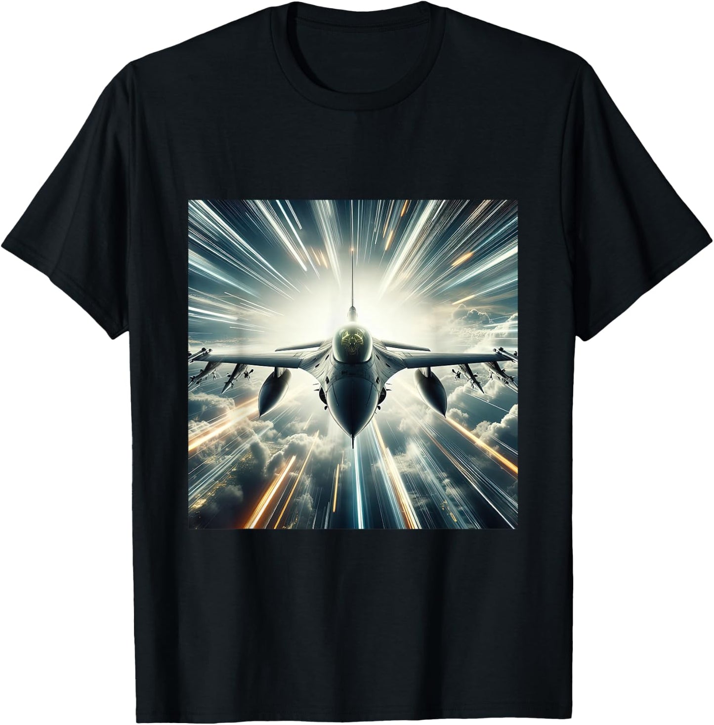 F-16 Fighting Falcon Fighter Jet Military Aircraft T-Shirt - T-Shirt | Black