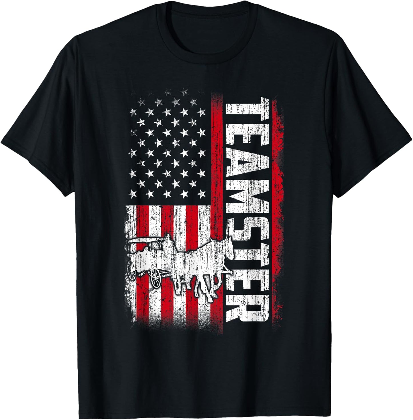 Teamster American Flag Funny Quotes Sayings T-Shirt - T-Shirt | Black