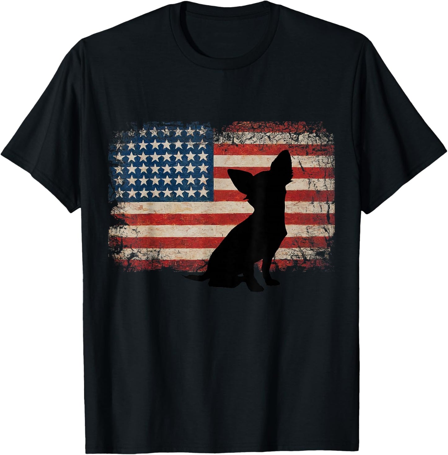 Chihuahua American Flag Love Chihuahua USA Flag T-Shirt - T-Shirt | Black
