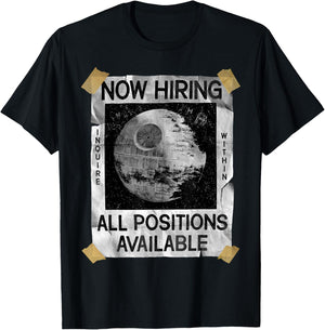 Star Wars Now Hiring On The Death Star T-Shirt - T-Shirt | Black
