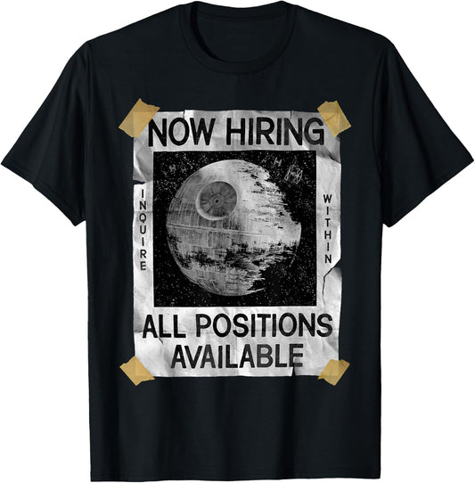 Star Wars Now Hiring On The Death Star T-Shirt - T-Shirt | Black