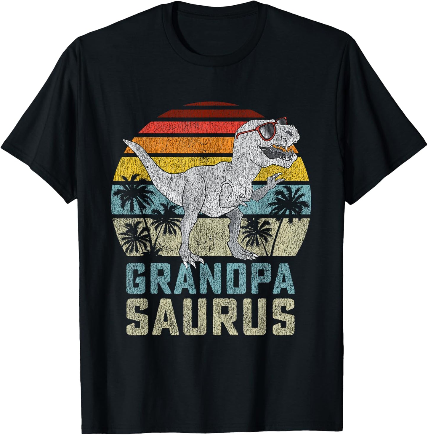 Grandpasaurus T Rex Dinosaur Grandpa Saurus Family Matching T-Shirt - T-Shirt | Black