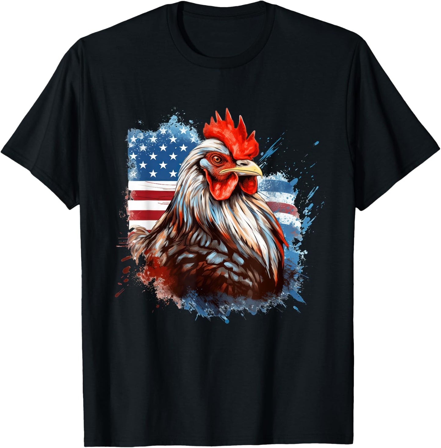 Chicken American Flag T-Shirt - T-Shirt | Black