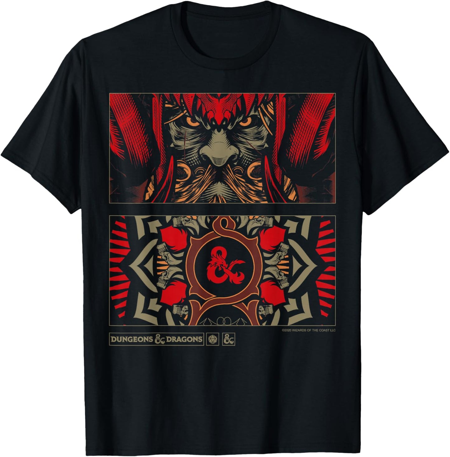 Dungeons & Dragons Handbook Cover Art Panels T-Shirt - T-Shirt | Black