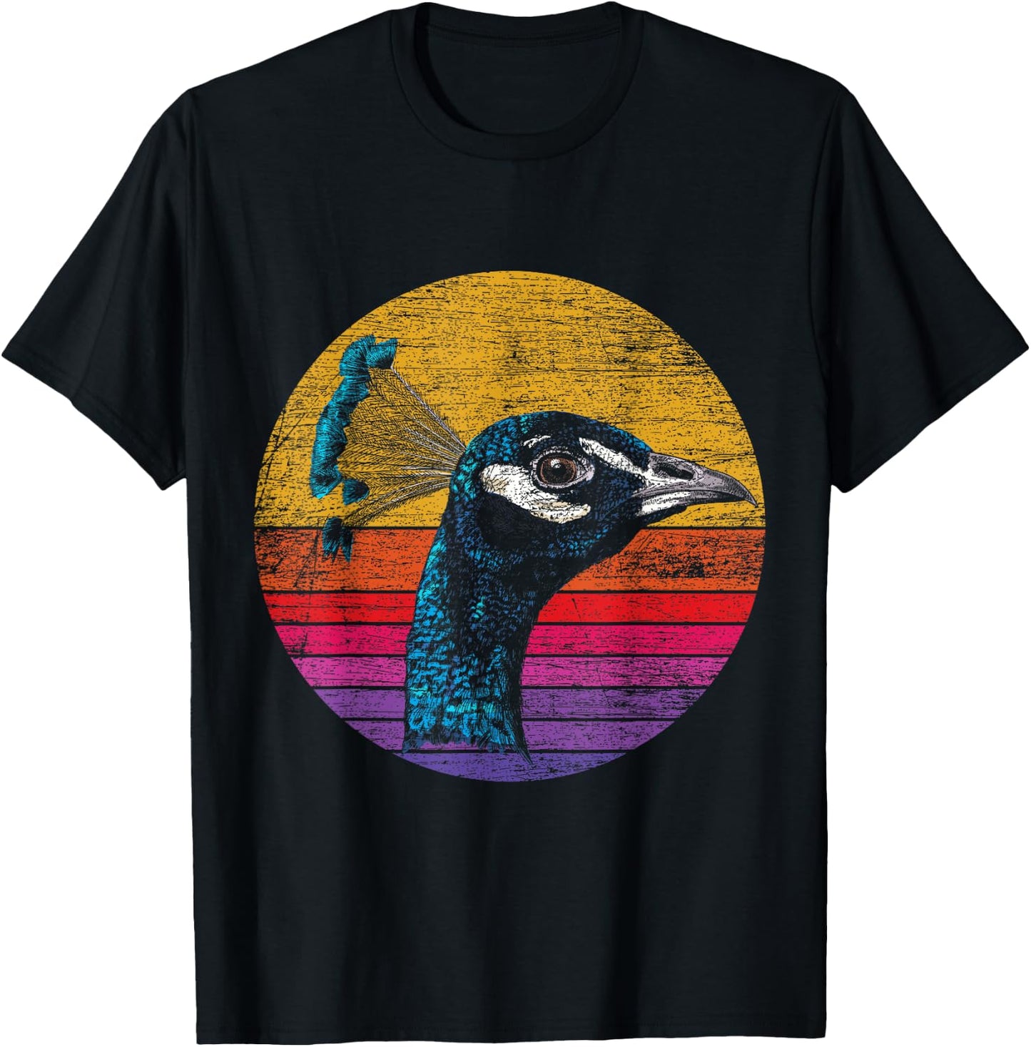 Retro Peacock T-Shirt - T-Shirt | Black