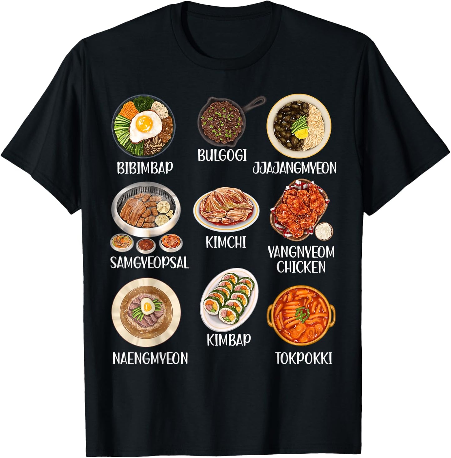 Cute Korean Food Kimchi Bibimbap Kawaii Korean Aesthetic Pop T-Shirt - T-Shirt | Black