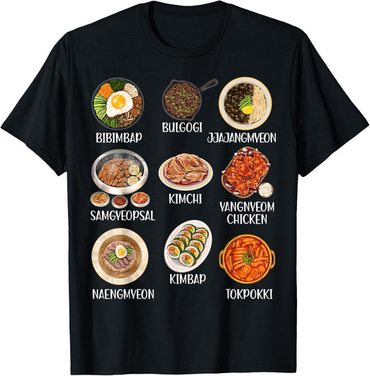 Cute Korean Food Kimchi Bibimbap Kawaii Korean Aesthetic Pop T-Shirt - T-Shirt | Black