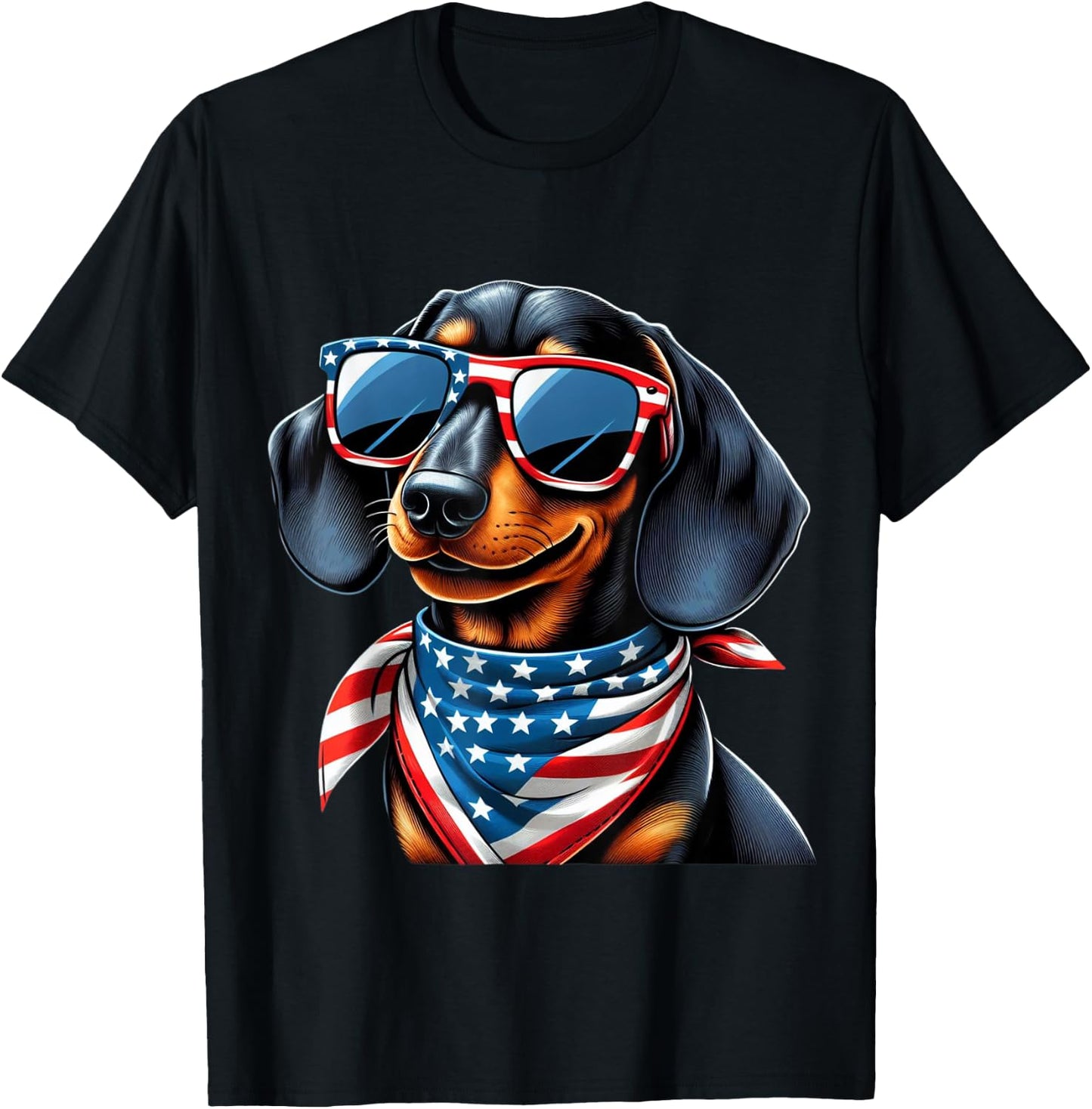 Dachshund 4th of July Dog Men Women Kids Boys Girls Children T-Shirt - T-Shirt | Black