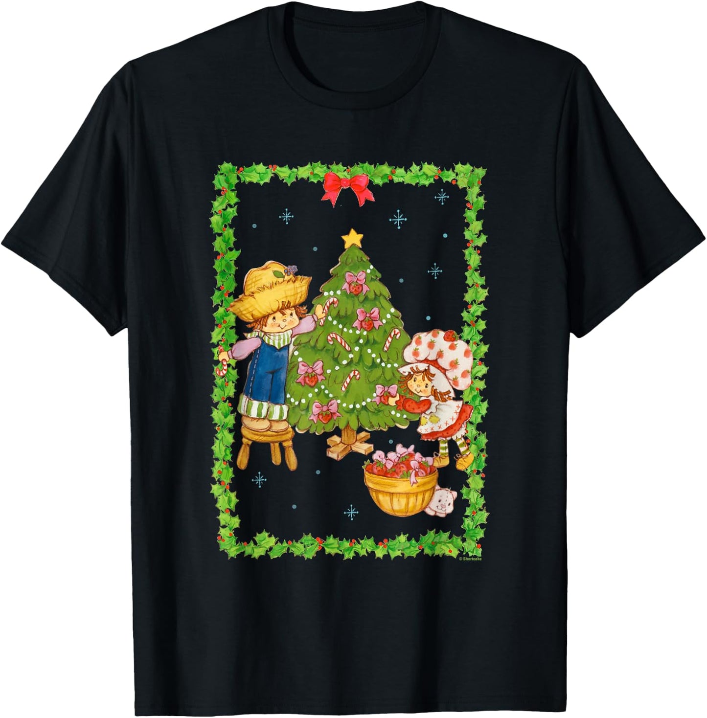 Strawberry Shortcake Huckleberry Pie Christmas Tree Poster T-Shirt - T-Shirt | Black