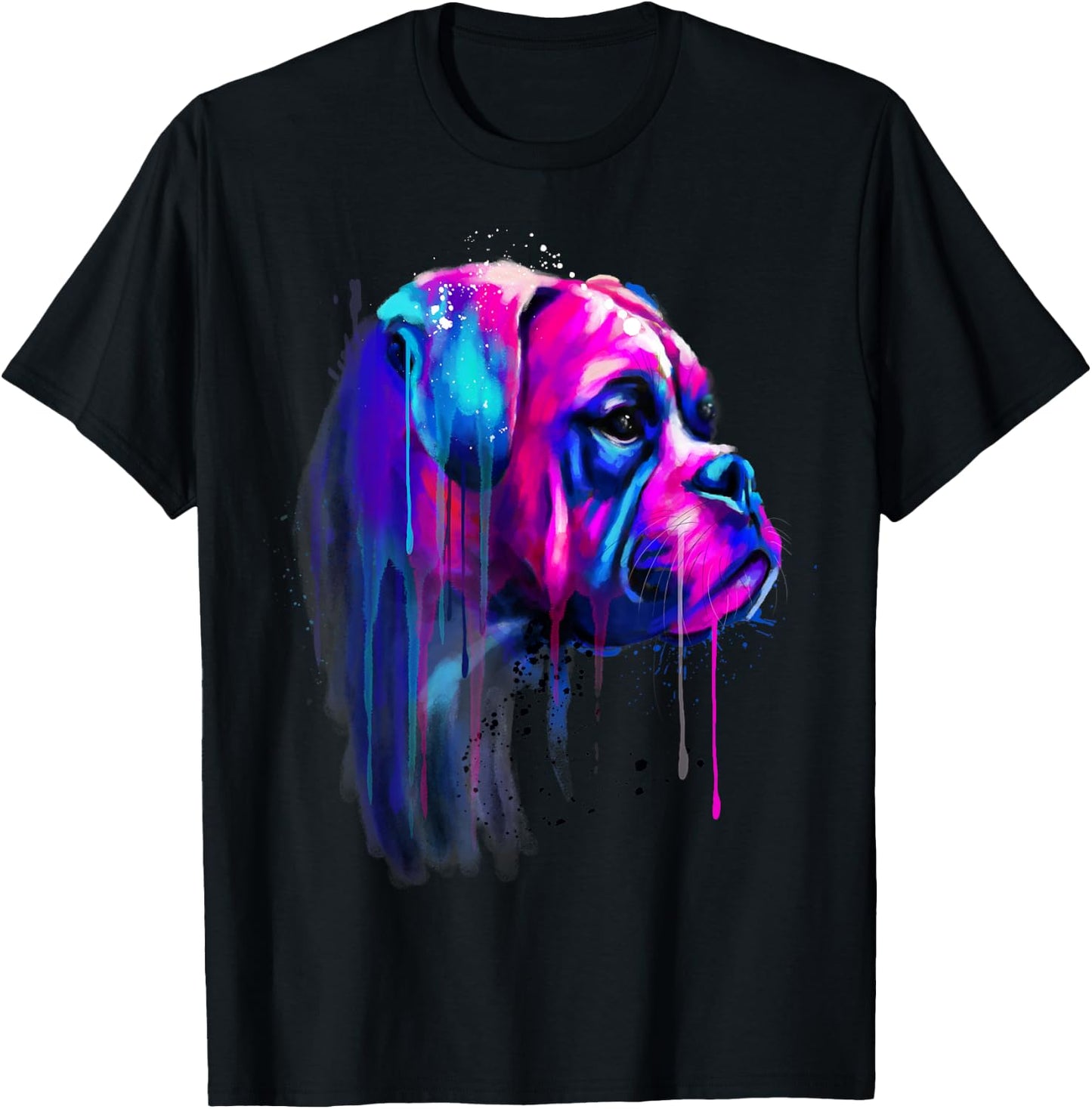 Colorful Boxer Dog Art Watercolor T-Shirt - T-Shirt | Black