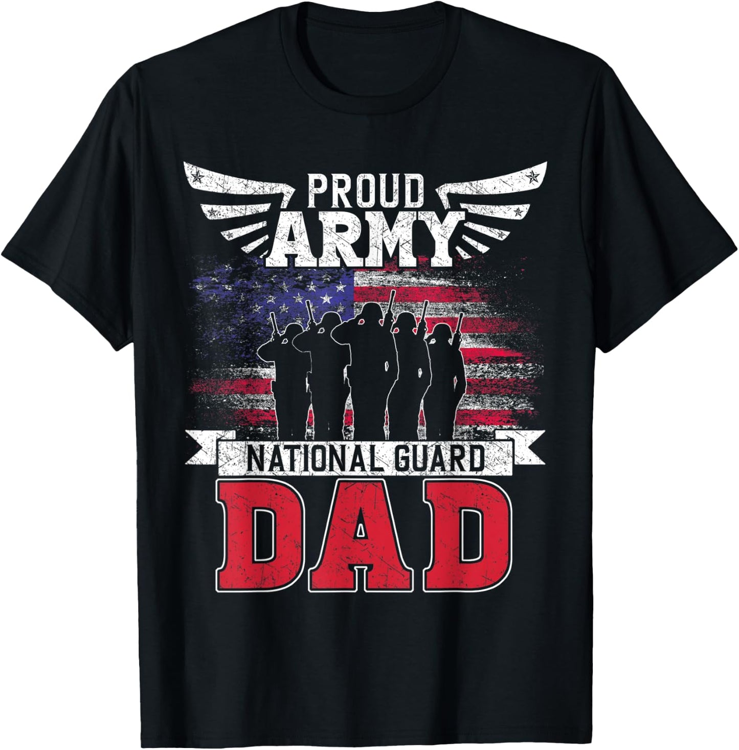 Proud Army National Guard Dad Father Soldier Father's Day T-Shirt - T-Shirt | Black