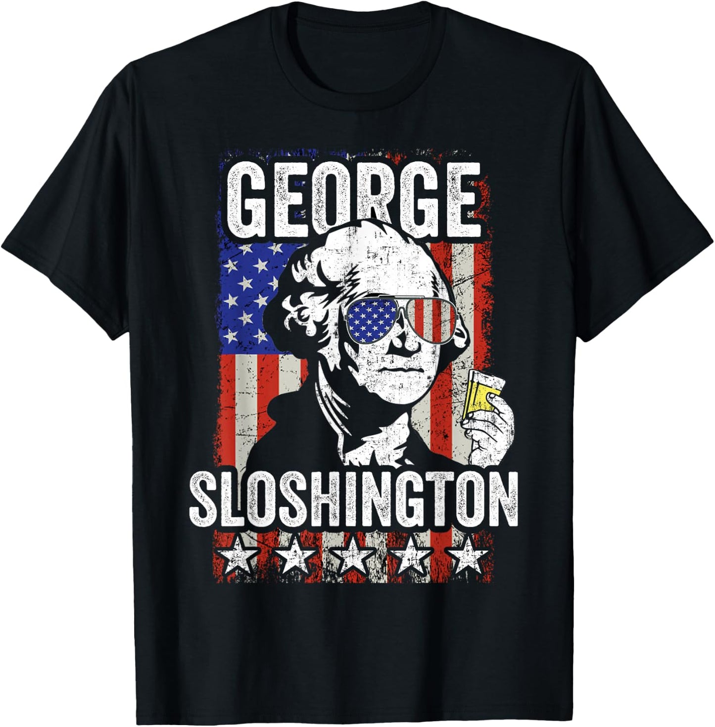 George Sloshington Funny George Washington USA Flag Drinking T-Shirt - T-Shirt | Black