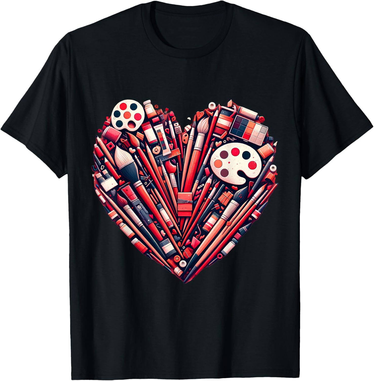 Art Teacher Valentine Heart T-Shirt - T-Shirt | Black