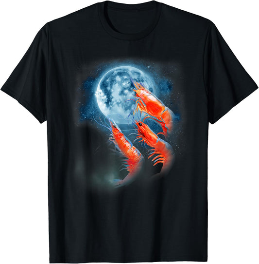 Funny Prawn Shirt - Shrimp Shirt - Howling at the Moon T-Shirt - T-Shirt | Black