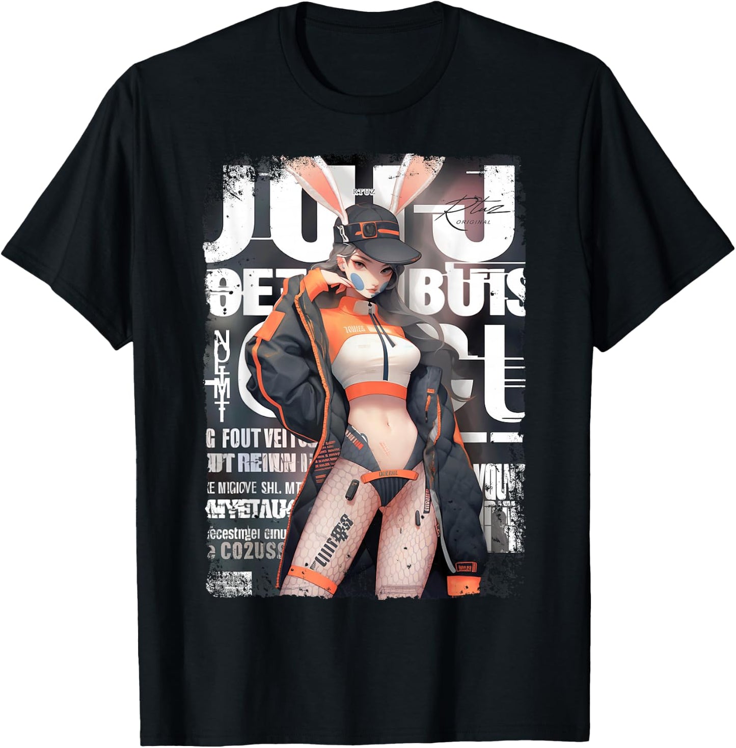 Magazine Cover Vintage Girl Bunny Collage Sexy Model Pin-Up T-Shirt - T-Shirt | Black