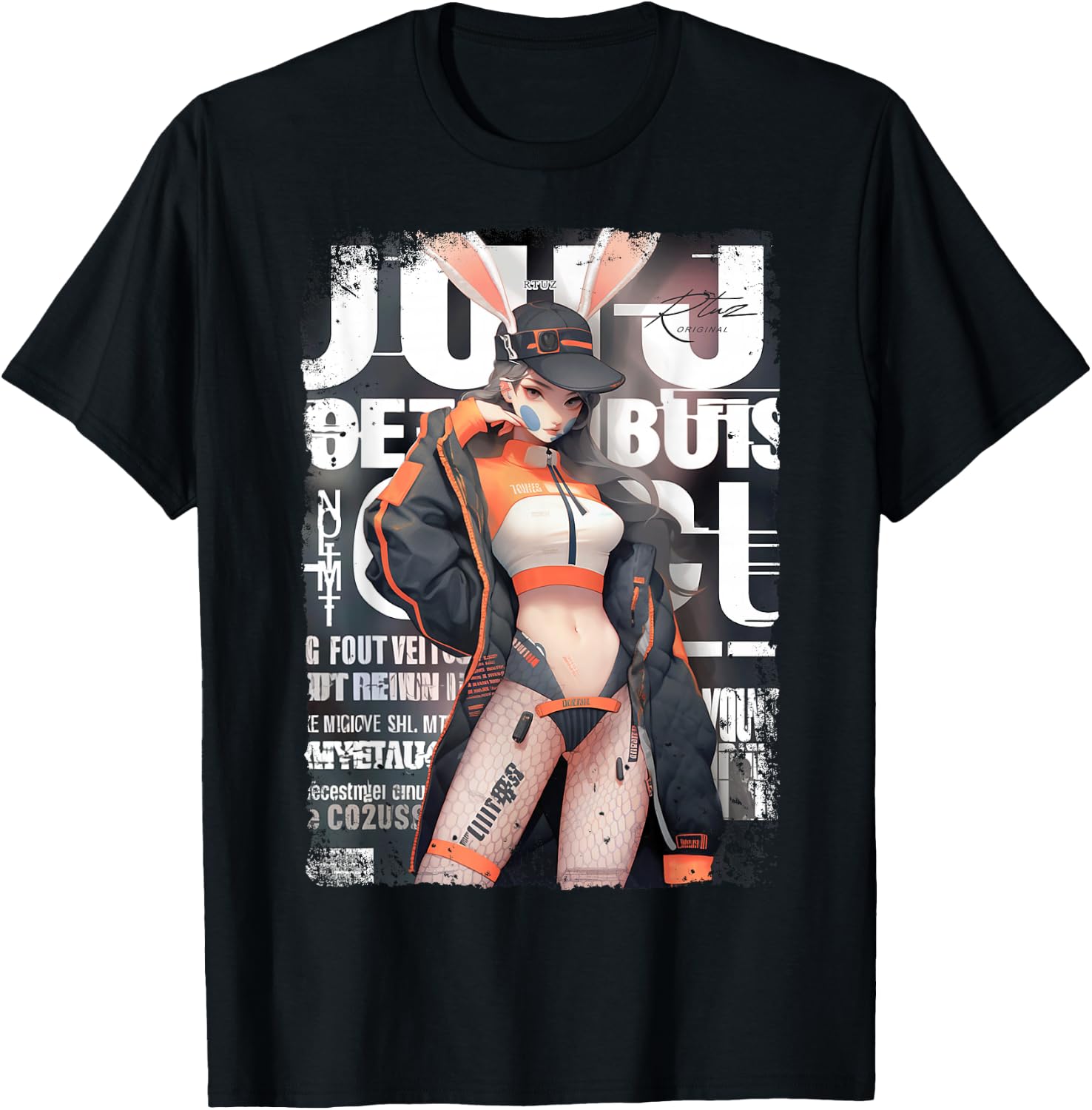 Magazine Cover Vintage Girl Bunny Collage Sexy Model Pin-Up T-Shirt - T-Shirt | Black