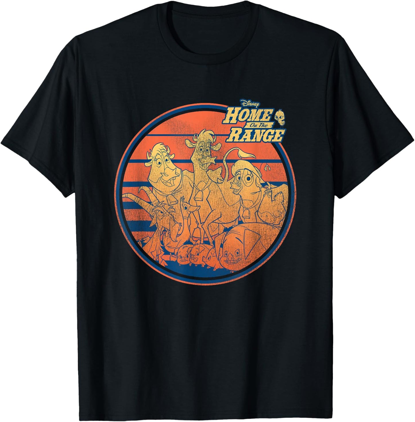 Disney Home on the Range Characters Retro Stripes T-Shirt - T-Shirt | Black