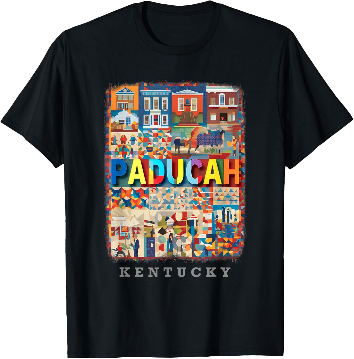 Paducah Kentucky KY Quilt City SD824 T-Shirt - T-Shirt | Black