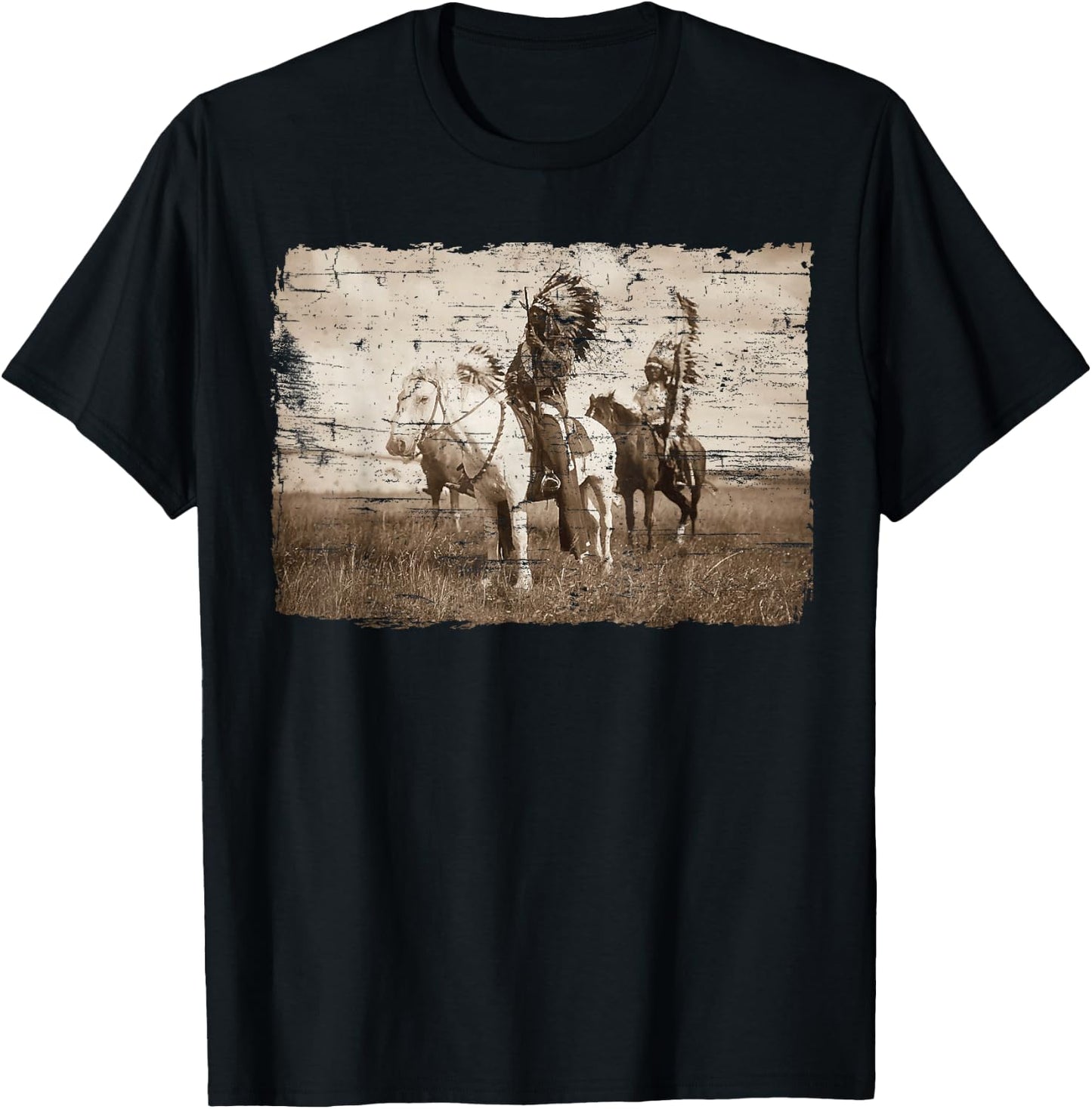 Native American Chief Head Indians Warbonnets Headdress T-Shirt - T-Shirt | Black