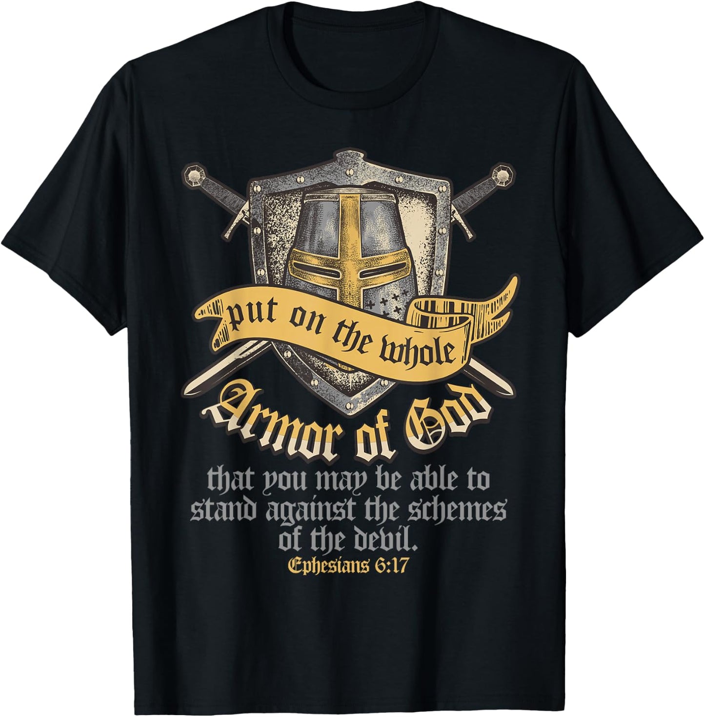 Armor Of God Ephesians 6:17 Bible Verse Christian T-Shirt - T-Shirt | Black
